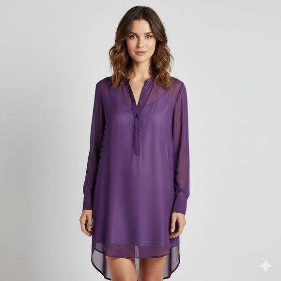 Aritzia Babaton Shirt Dress Button Down front Silk Long sleeve Purple Size XXS - Picture 1 of 16